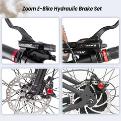 Zoom H875E Ebike Hydraulic Disc Brake Set with 2-PIN Sensor & Rotors