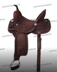 brown leather western barrel racing horse riding saddle tack set