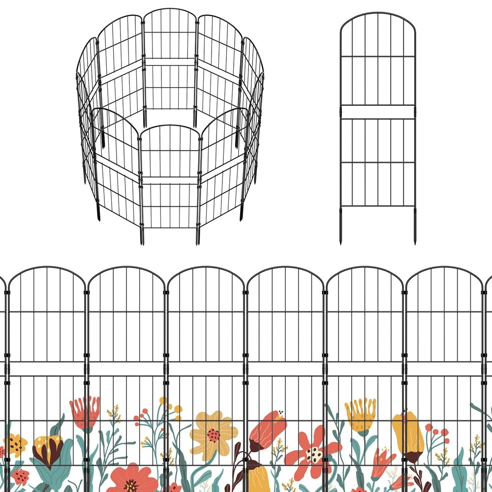 OUSHENG 38in (H) Decorative Garden Fence Fencing, 10ft (L) Rustproof Metal Wi…