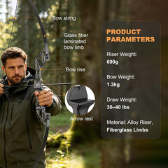 Takedown Recurve Bow with Alloy Riser for Right-Handed Shooters