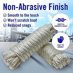 Dock Lines for Boats 3/8″ x 15ft, 2 Pack Double Braided 3/8″ x 15 Ft White 2 Pk