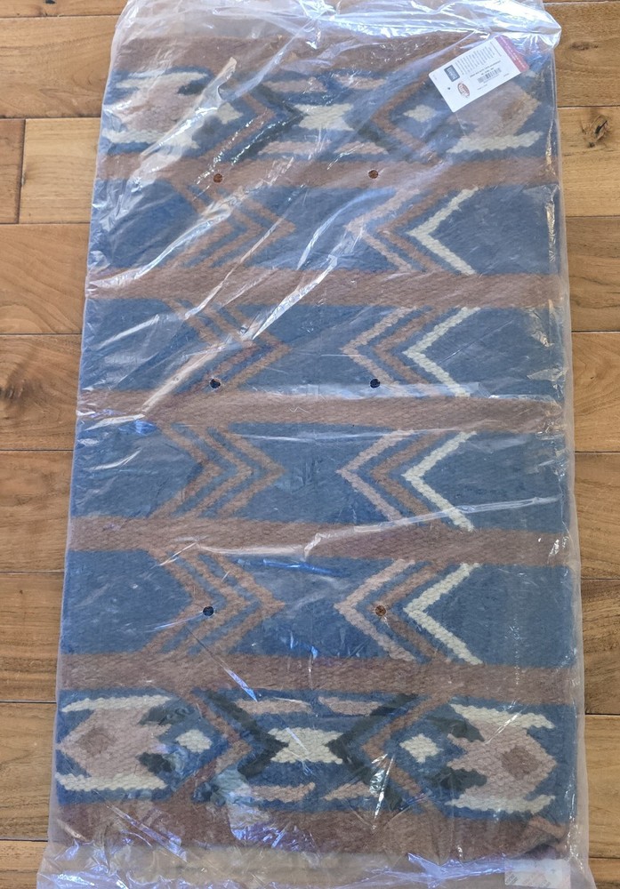 Weaver Saddle Blanket Wool Aztec Western NWT Tan Teal 33×40 Navajo