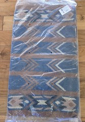 Weaver Saddle Blanket Wool Aztec Western NWT Tan Teal 33×40 Navajo
