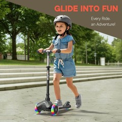 Black Mini 3 Wheel Scooter for Kids – Lean-to-Steer with LED Light-Up Wheels,…