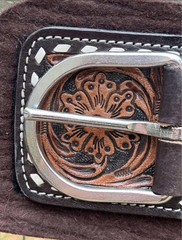 32” Size Tooled Leather Felt Bottom Western Girth Cinch