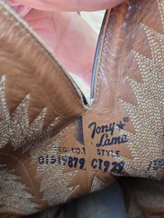 Mens Tony Lama Brown Genuine Ostrich Skin Western Cowboy Boots