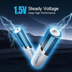 AA Rechargeable Batteries Lithium 16 Pack with Charger – 1.5V 3600mWh High Ca…