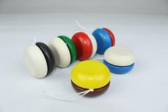 Wooden Toy Yo-Yo Yellow-Dark Red WxL 5x3cm NEW Wooden Patience Game