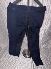 FOUGARZA-Navy Knee Patch, Womens Athletic Equestrian Riding Breeches-(24)