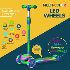 3-Wheel Kids Scooter with Multi-Color Lights on Deck & Wheels – 5-Height A