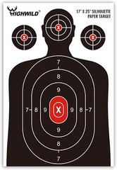 Paper Shooting Range Silhouette Targets – Adult, Black and White