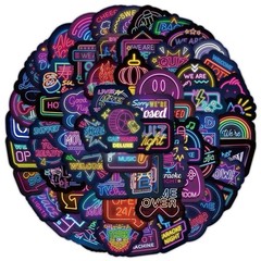 50Pcs Random Cool Neon Waterproof Vinyl Stickers For Water Bottle Laptop
