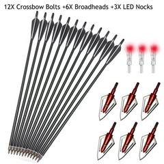 20Inch Crossbow Bolts OD 8.8MM LED Lighted Nocks 100Grain Hunting Broadheads