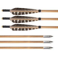 12X 33″ Archery Bamboo Arrows 5″ Feather Traditional Longbow Recurve Bow Hunting