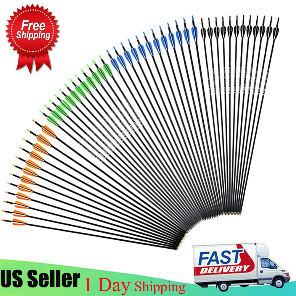 US 12 Pack 28/30/32 Inch Carbon Arrow Spine 500 for Compound/Recurve Bow Hunting