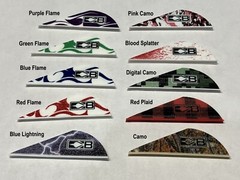 Choice Of 36, 50, Or 100 2″ Flame, Camo, Blood Splatt BLAZER VANES FROM BOHNING