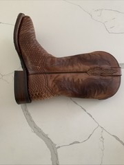 Men’s US 8M Dan Post Ka Python Print Leather Brown Western Cowboy Boots Preowned
