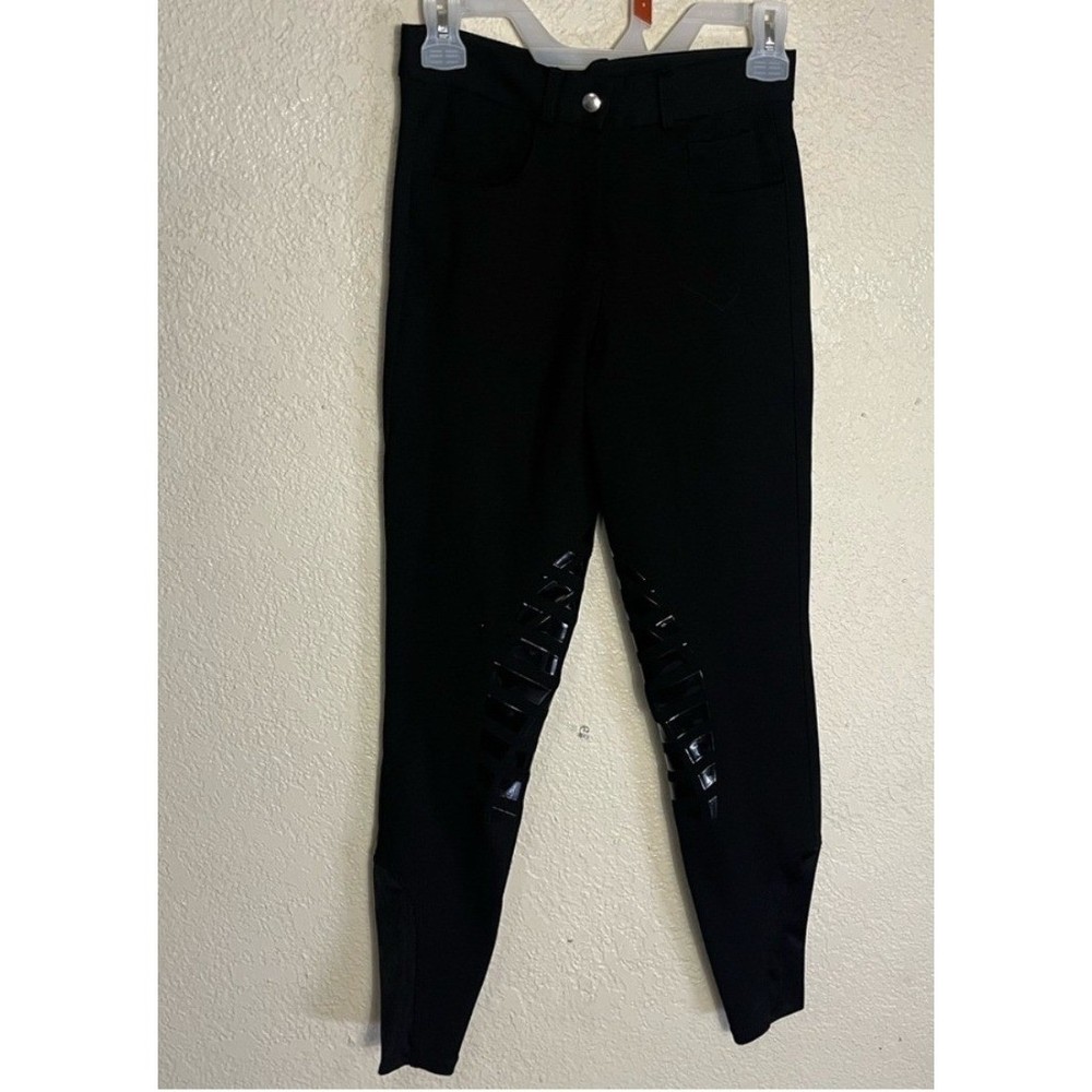 HR Farm Womens Size 26 Black Equestrian Riding Breeches Knee Grip Stretch Pants