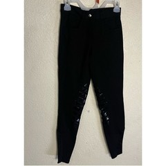HR Farm Womens Size 26 Black Equestrian Riding Breeches Knee Grip Stretch Pants