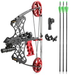18″ 45lbs Mini Compound Bow SET Dual-use Steel Ball Arrows Archery Fishing