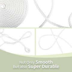1/4» 500′ White Nylon Solid Braid Rope-1100LBS High UV Resistance