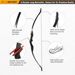 TOPARCHERY Archery 57 Takedown Youth Recurve Bow Hunting Black Long Bow for Begi