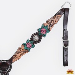 Western Headstall and Breast Collar Set HILASON Tooled Leather Horse Bridle Tack