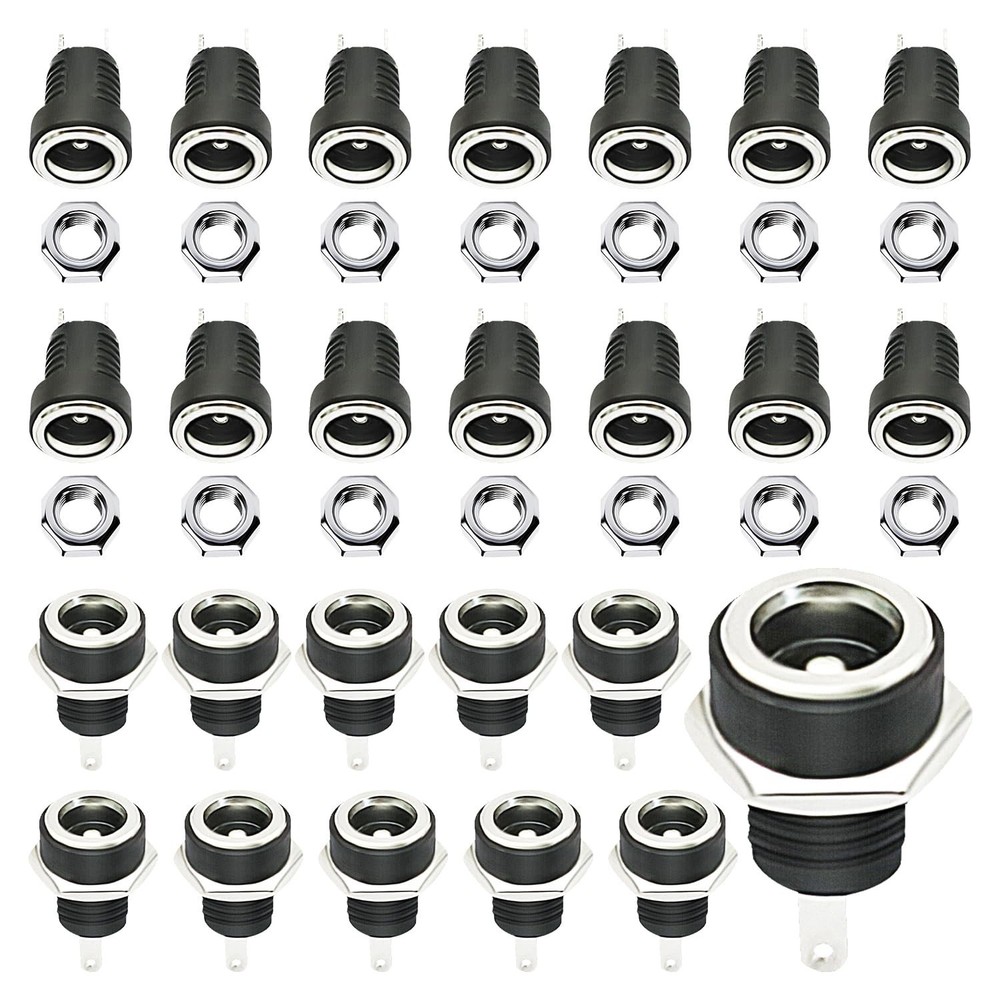 25PCS 5.5mmx2.1mm 2 Pins DC Power Jack Female Panel Mount Connector with Hex …