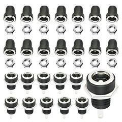 25PCS 5.5mmx2.1mm 2 Pins DC Power Jack Female Panel Mount Connector with Hex …