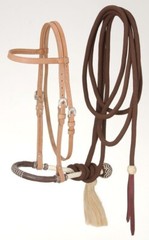 Western Browband Headstall – Bosal – Mecate Set – Light Oil – Horse