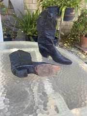 TONY LAMA MEN’S NACOGDOCHES TEJU LIZARD WESTERN BOOTS Men’s 8.5 Black From 1980s