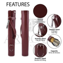 Genuine Leather Back / Side Arrow Quiver Handmade Archery Arrow Holder Adjustabl