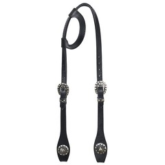HS Hilason Horse Genuine Leather One Ear Headstall Bridle GS Concho Black