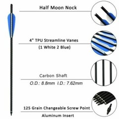 6/12Pcs 16″-22″ Crossbow Bolts Carbon Arrows For Outdoor Target Archery Hunting