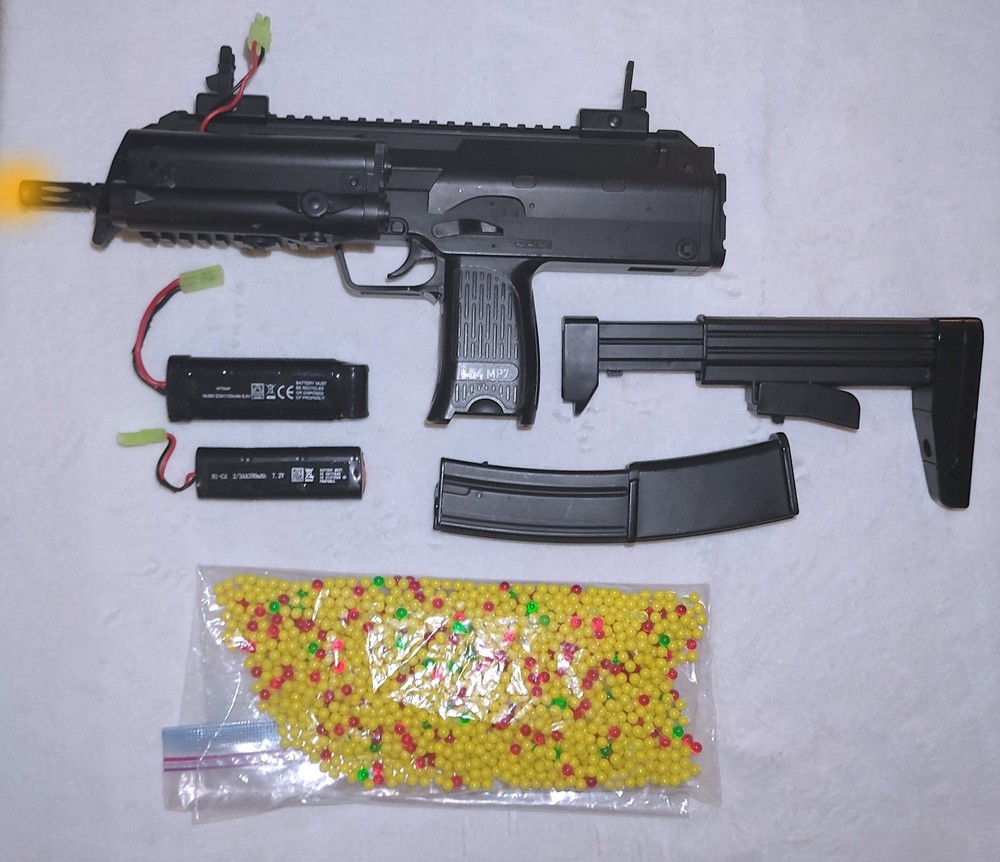 Airsoft Electric AEG MP7 SMG Rifle by H&K Heckler & Koch WORKING Modded Battery