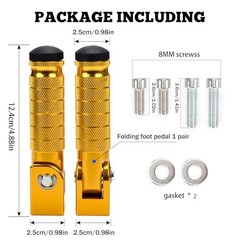 M8 Motorcycle Foot Pegs 90 Degree Foldable Bike Pegs CNC Anti-Skid Gold