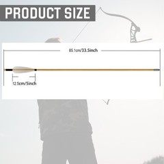 12Pcs Handmade Traditional Hunting 33″ Wooden Arrow LongBow With Broadheads Tips