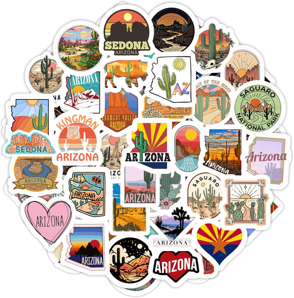 100Pcs Arizona Stickers for Water Bottle and Laptop – Arizona Party Supplies & D