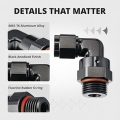 6AN Female Flare Swivel to 8AN ORB Male Adapter 6AN Female to 8 ORB 90 Degree