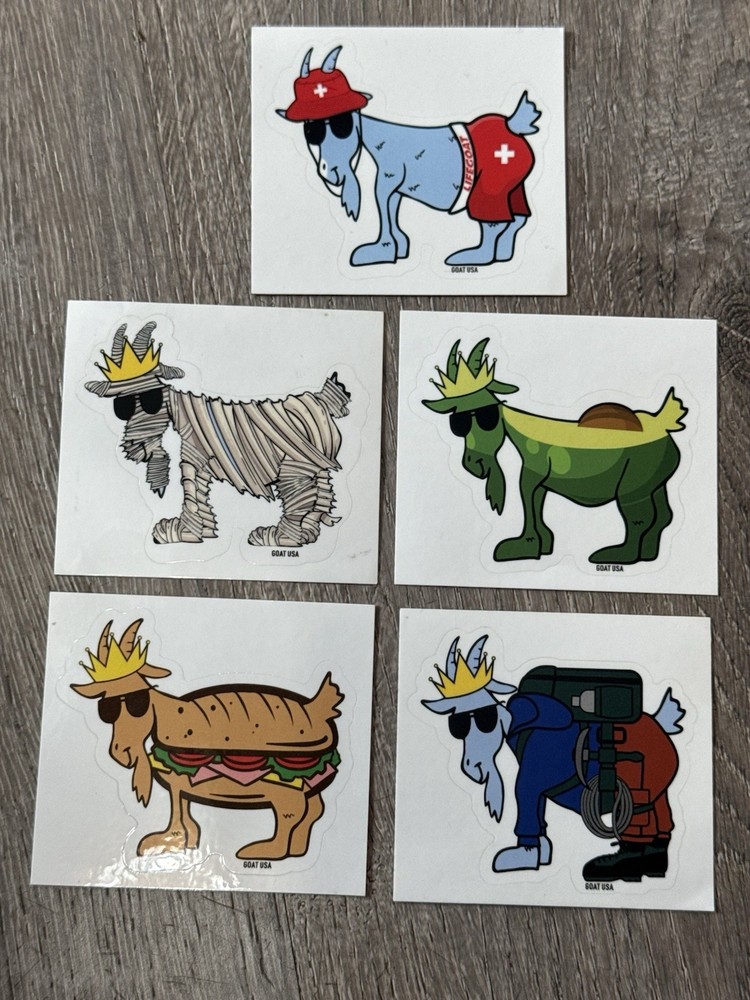 GOAT USA Stickers – 5 STICKER PACK ! – FREE SHIPPING! Great variety!