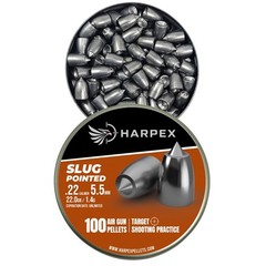 HARPEX Pro 100 Count CYLINDRICAL POINTED SLUG 5.5mm .22 Caliber Airgun Pellets