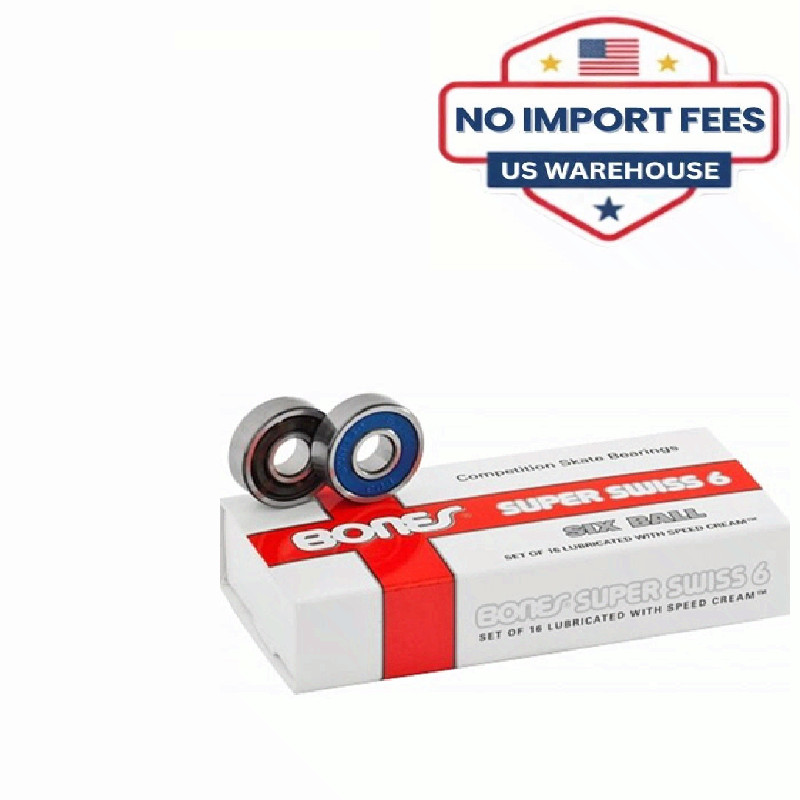 Bones Super Swiss 6 Roller Skate Bearings 8mm 16 Pack SWISS6 Precision,