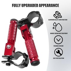 M8 Motorcycle Folding Rearsets Foldable Motorbike Footrest Bicycle Type B Red