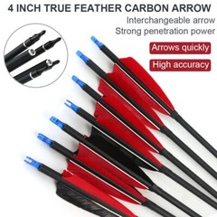 12Pcs 32″ Turkey Feather Carbon Arrows Spine 500 OD:7.8 for Compound&Recurve Bow