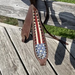 American Flag Leather Bridle Large Horse Size Western Tack