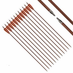 6x 30“ Archery Wooden Arrows Turkey Feather Spine400 for Target Hunting Shooti