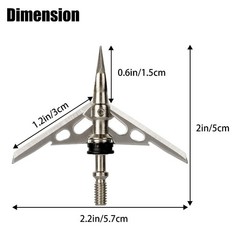 12PCS silver Rear Deploying Broadhead Expandable 2 Blade 2″ Cut 100gr Arrow Tips