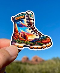 2″ Sedona Hiking Boot Sticker, Desert, Hike, Nature, Red Rocks, Sun, Cactus, Fun