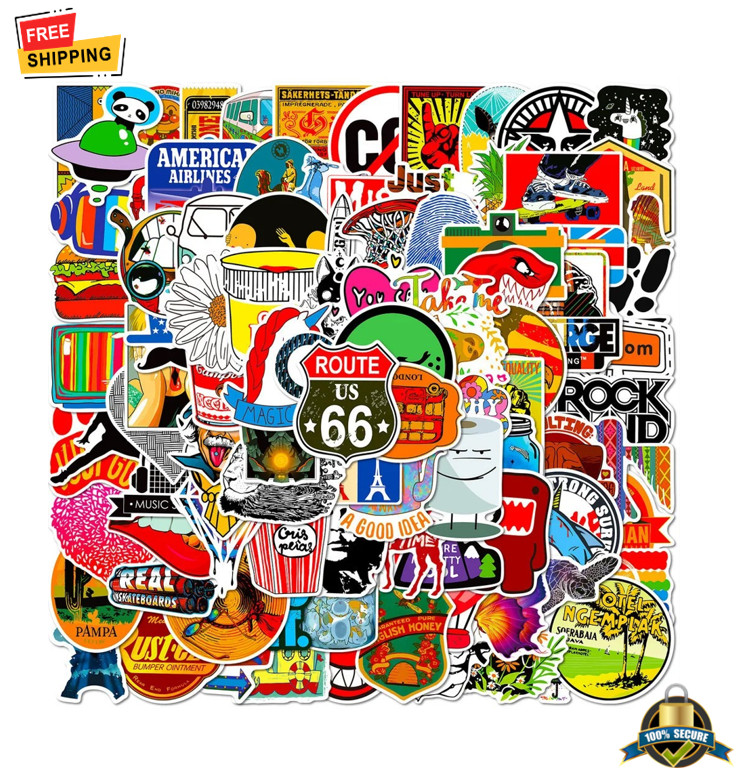 100pcs Trendy Graffiti Stickers Waterproof Decals for Bike Laptop Helmet