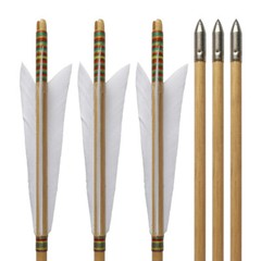 12Pcs 33″ Handmade Wooden Arrows Tradition Europe Style Turkey Feather Longbow